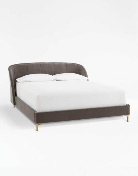 Solid Wood Bed With Fabric Headboard